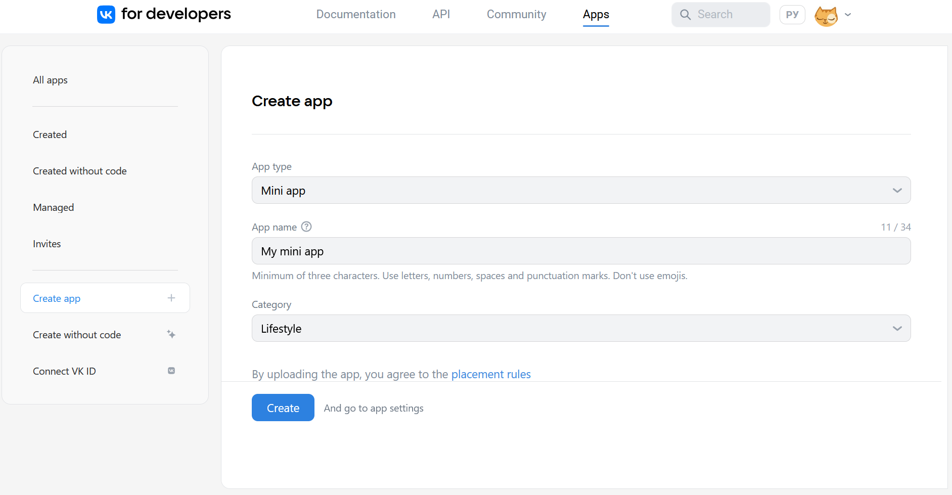 Creating a mini app